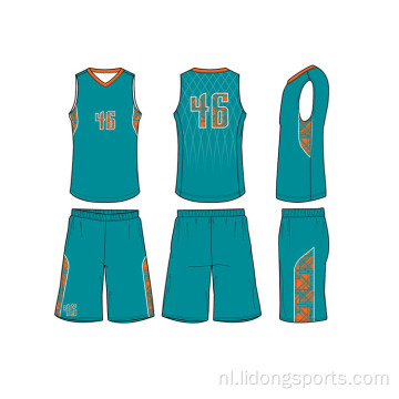 Aangepaste basketbal jersey uniform ontwerp kleur blauw